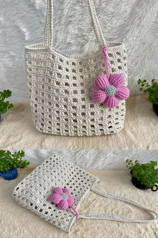 handmade corchet bag with flower